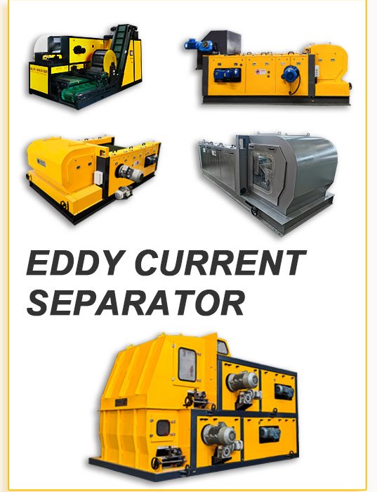 eddy current separator for optimum non-ferrous metal recovery in different recyclable scrap shredder recycling yard, play major role in metal scrap recycling and waste sorting process